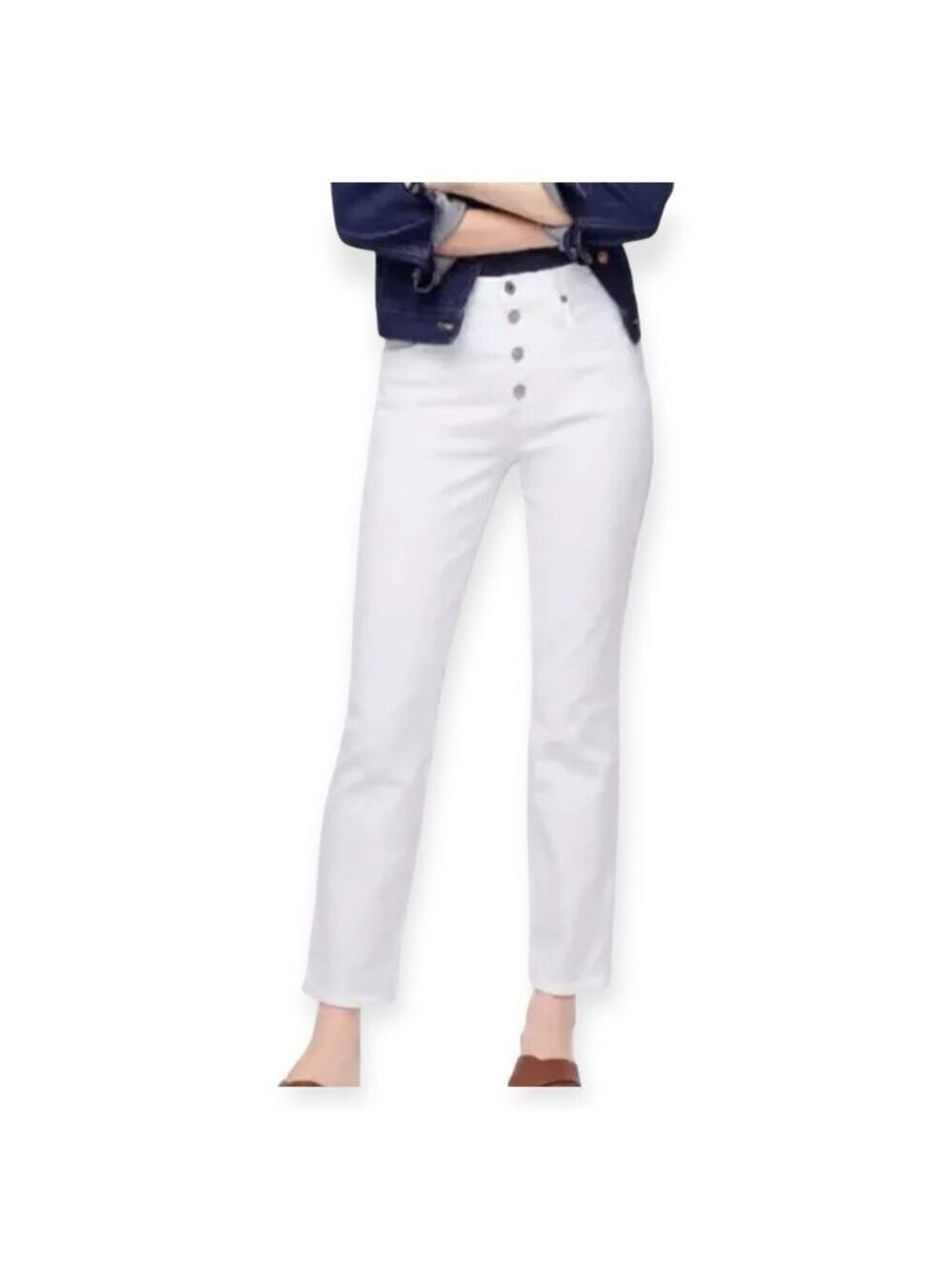 J. Crew Denim Jeans Womens 29x26 White 9" High Rise Toothpick Button Fly